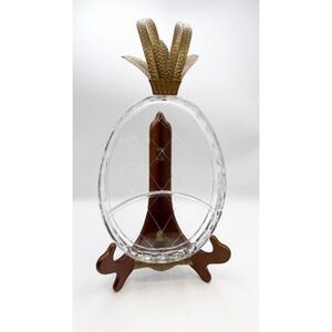 Hollywood Regency lucite pineapple serving tray lucite brass rare tropical glam